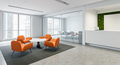 modern clean office lounge area