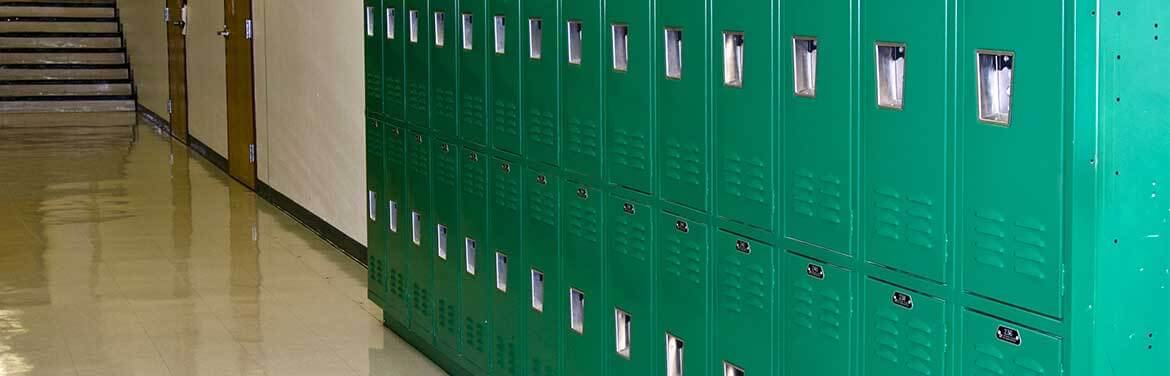 school lockers in hallway