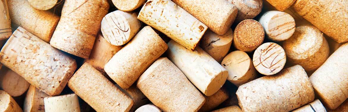 closeup of wine corks